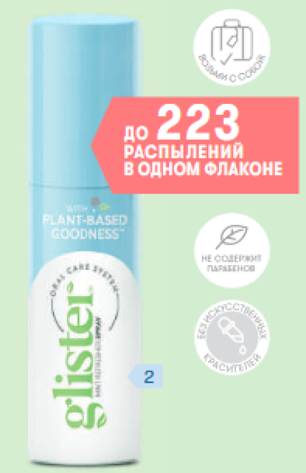 Glister™ Спрей-освежитель для полости рта с запахом мяты, 14мл